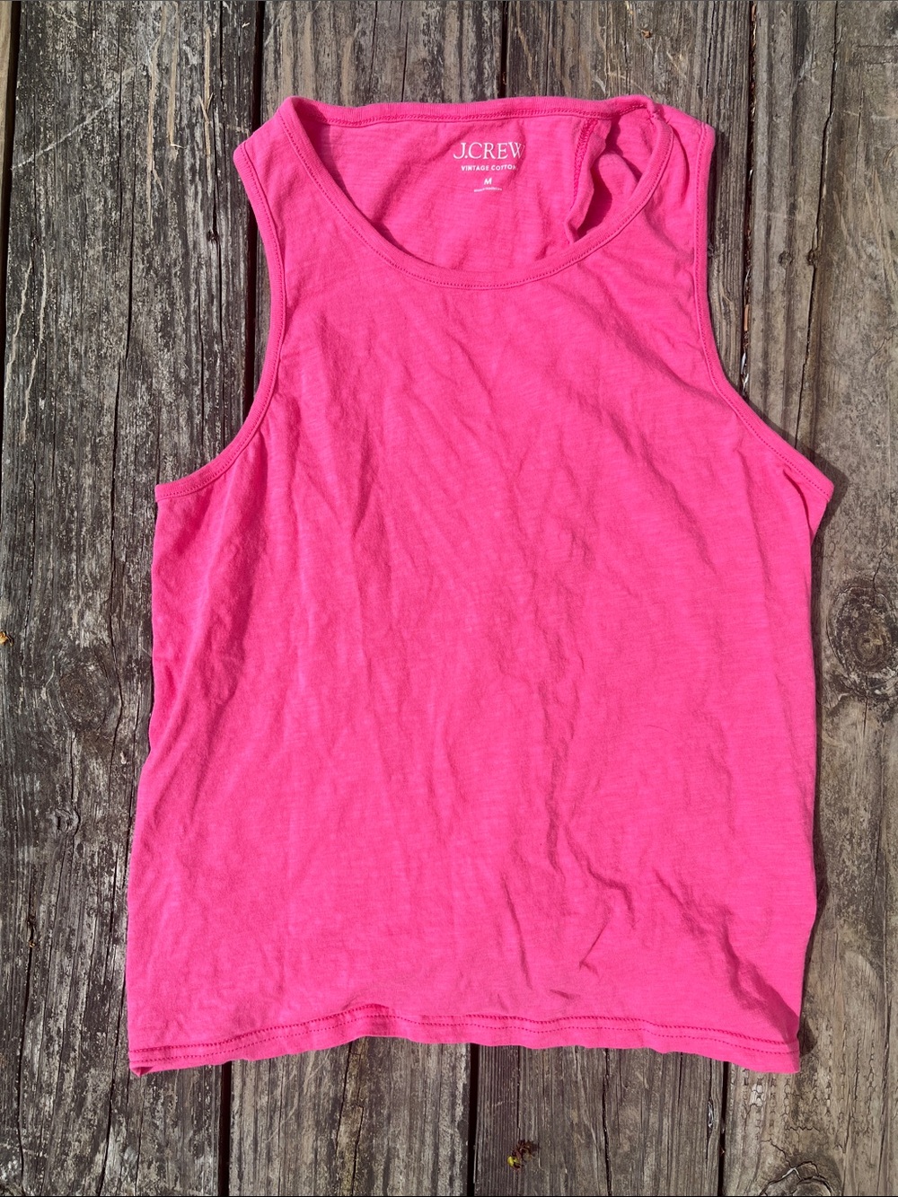 J Crew Vintage Cotton Pink Open Back Tank